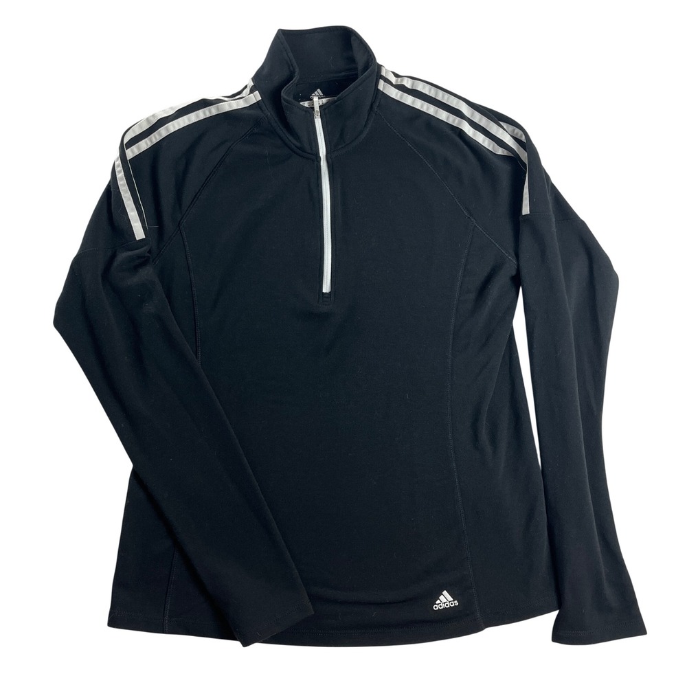 Adidas Golf Womens‎ Black White Stripe Quarter Zip Golf Top M